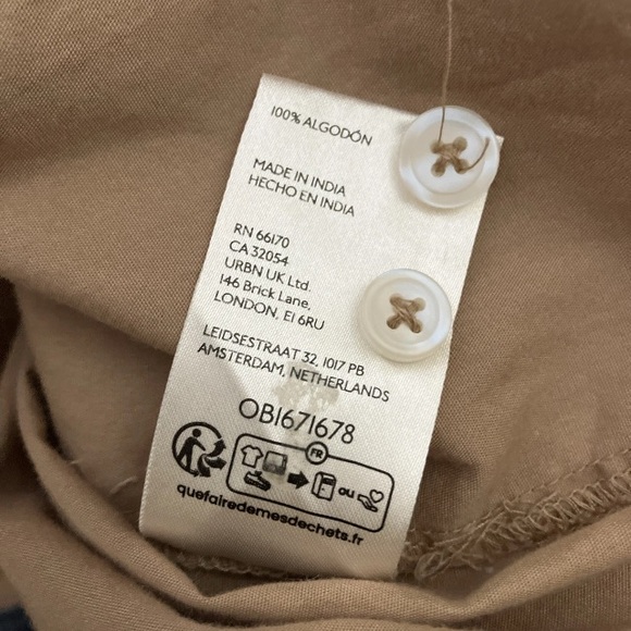 Maeve Anthropologie The Bennett Oversized Button Down Shirt Tan Long Sleeve XL - Picture 11 of 11